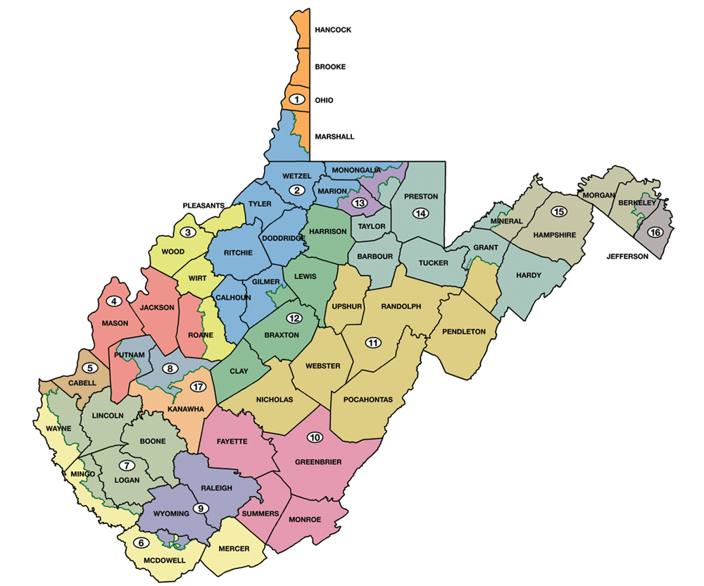 map of virginia and west virginia counties West Virginia Legislature S District Maps map of virginia and west virginia counties